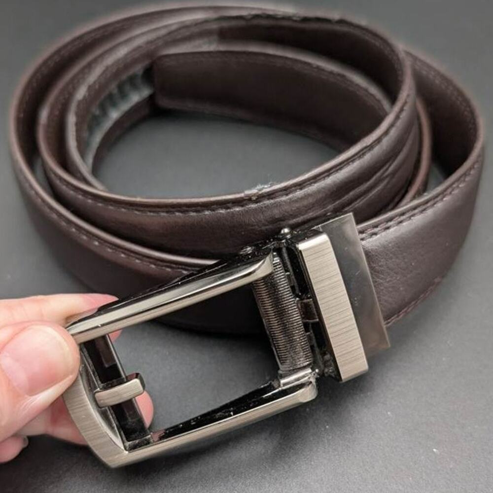 Comfort Click Belt Mens 44 Brown Adjustable Ratchet Track Office Career Work